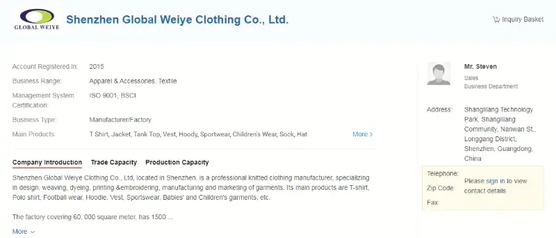 Shenzhen Global Weiye Clothing Co., Ltd.