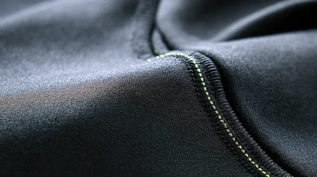 Flatlock seam stitching detail on gym apparel